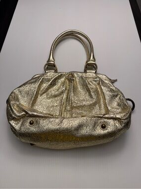 J.Crew Collection Vintage Metallic Gold Leather Satchel Handbag